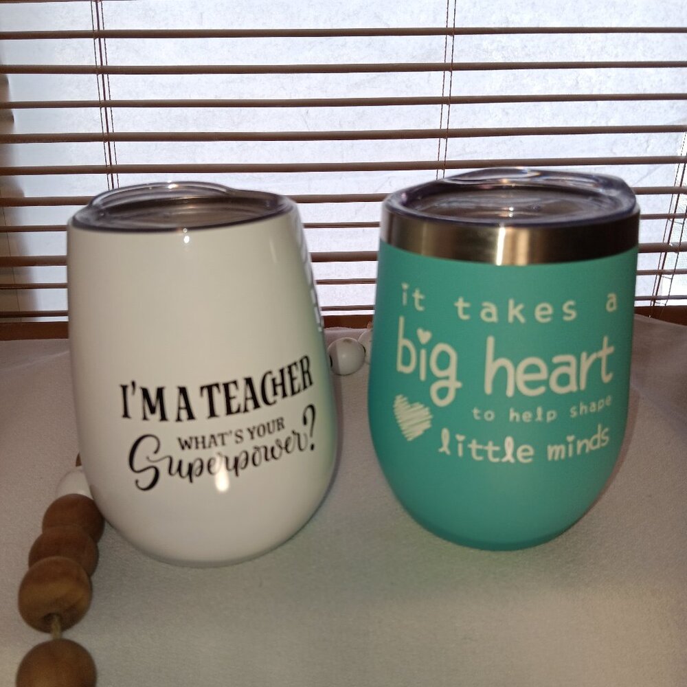 Teacher Stainless Steel Wine Tumbler | “What’s Your Superpower?” Gift for Educat